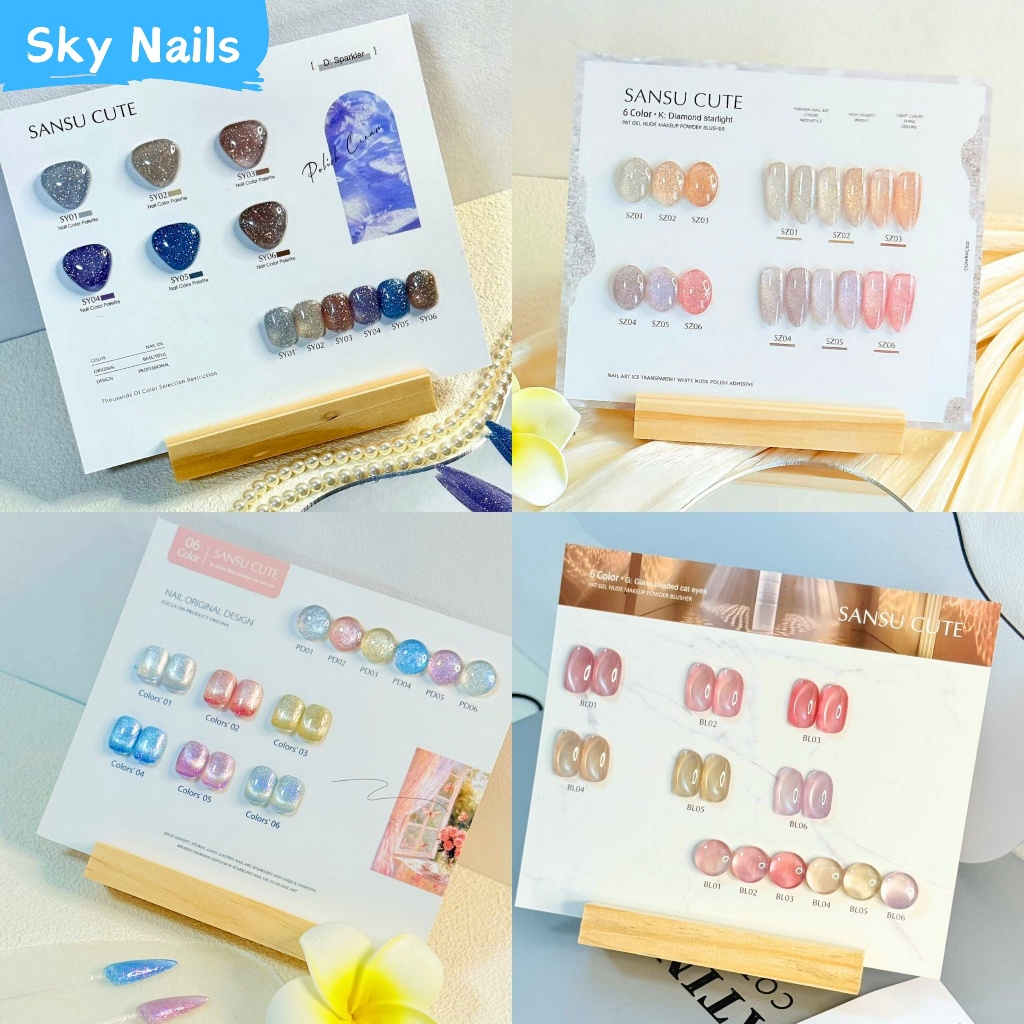 6 สี ชุดยาทาเล็บเจล SANSU เจล6ขวด+แผนภูมิสีสำเร็จรูป หลายรูปแบบสำหรับตัวเลือกของขวัญ บ้านร้านทำเล็บ