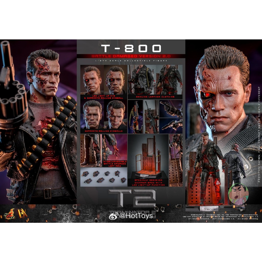Hot Toys DX46 Terminator 2: Judgment Day T-800 (Battle Damaged Version 2.0) 1/6th scale Collectible 