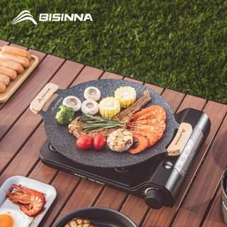 BISINNA กระทะย่างบาร์บีคิวกลางแจ้งไม่ติดเตาตั้งพื้นถาดอบเกาหลีย่างแผ่นอุปกรณ์ตั้งแคมป์