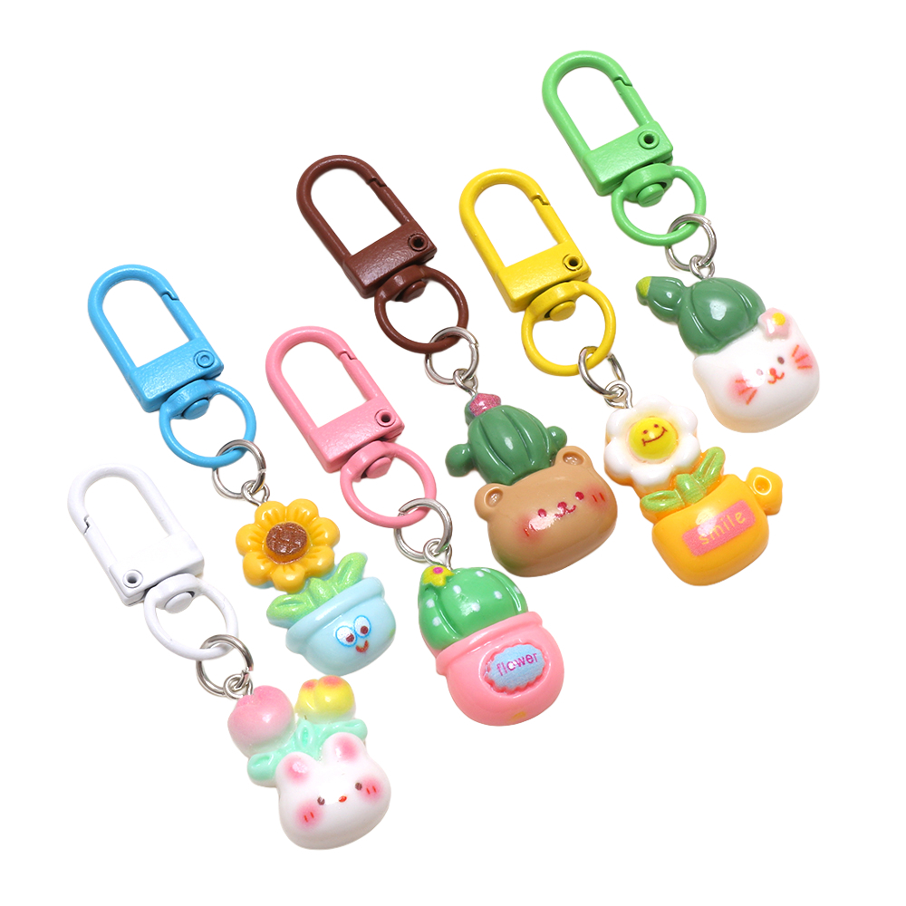 10ชิ้นสุ่มดอกไม้กระถางต้นไม้เรซิ่นพวงกุญแจเครื่องประดับเด็กนักเรียนของขวัญโทรศัพท์จี้เสน่ห์ - รูปที่ 3