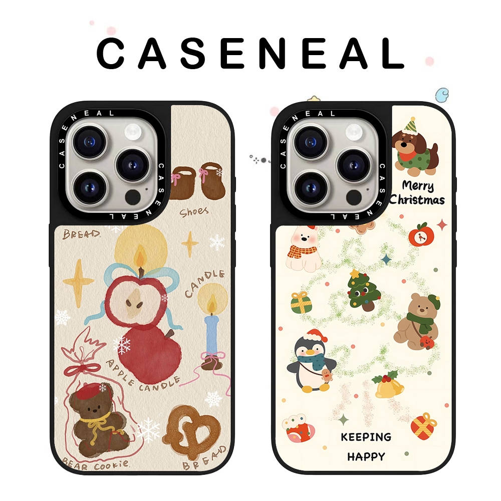 CASENEAL Christmas Penguinคุณภาพสูงกระจกเคสโทรศัพท์เหมาะสําหรับiPhone 17ProMax 17pro 17 air 16promax 16 15promax 15 14promax 13 13Promaxแฟชั่นAnti Drop Hard Case