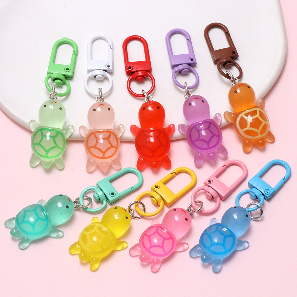 1ชิ้นเรืองแสงสีเต่าพวงกุญแจเต่าพวงกุญแจกระเป๋าจี้ของขวัญกระเป๋าเป้สะพายหลังจี้