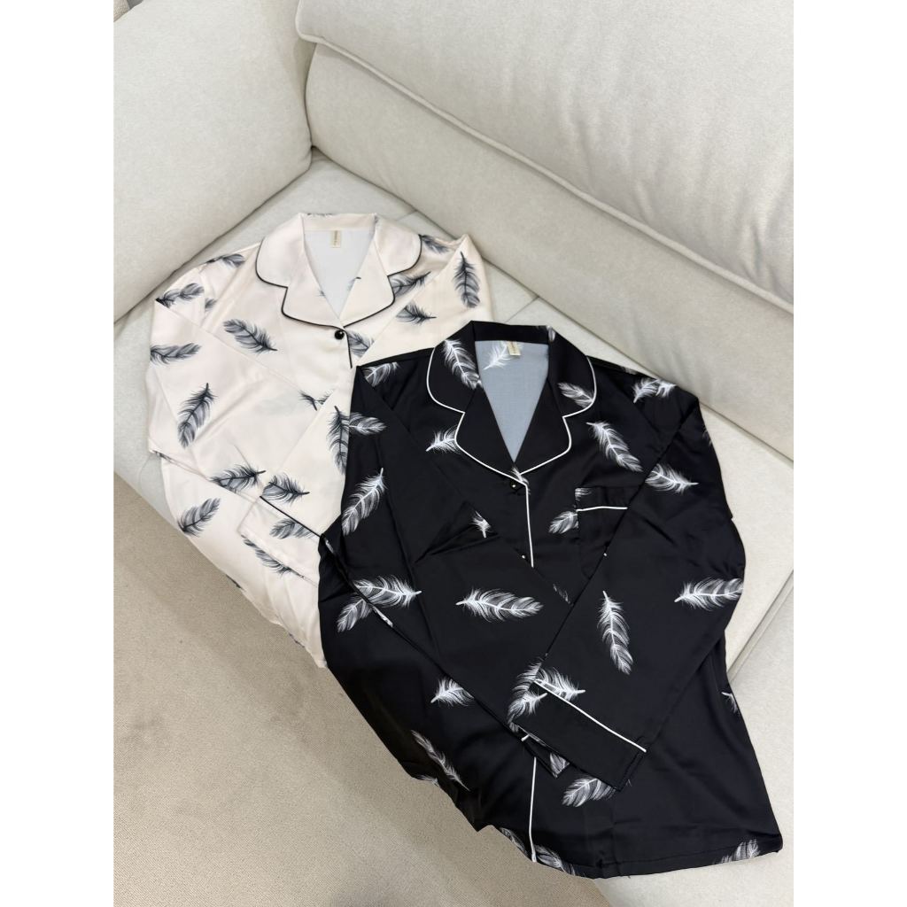 ชุดคลุมตัวสำหรับนอนลายเหมือนขนนก แขนยาว สไตล์ตกแต่งบ้าน - รูปที่ 4