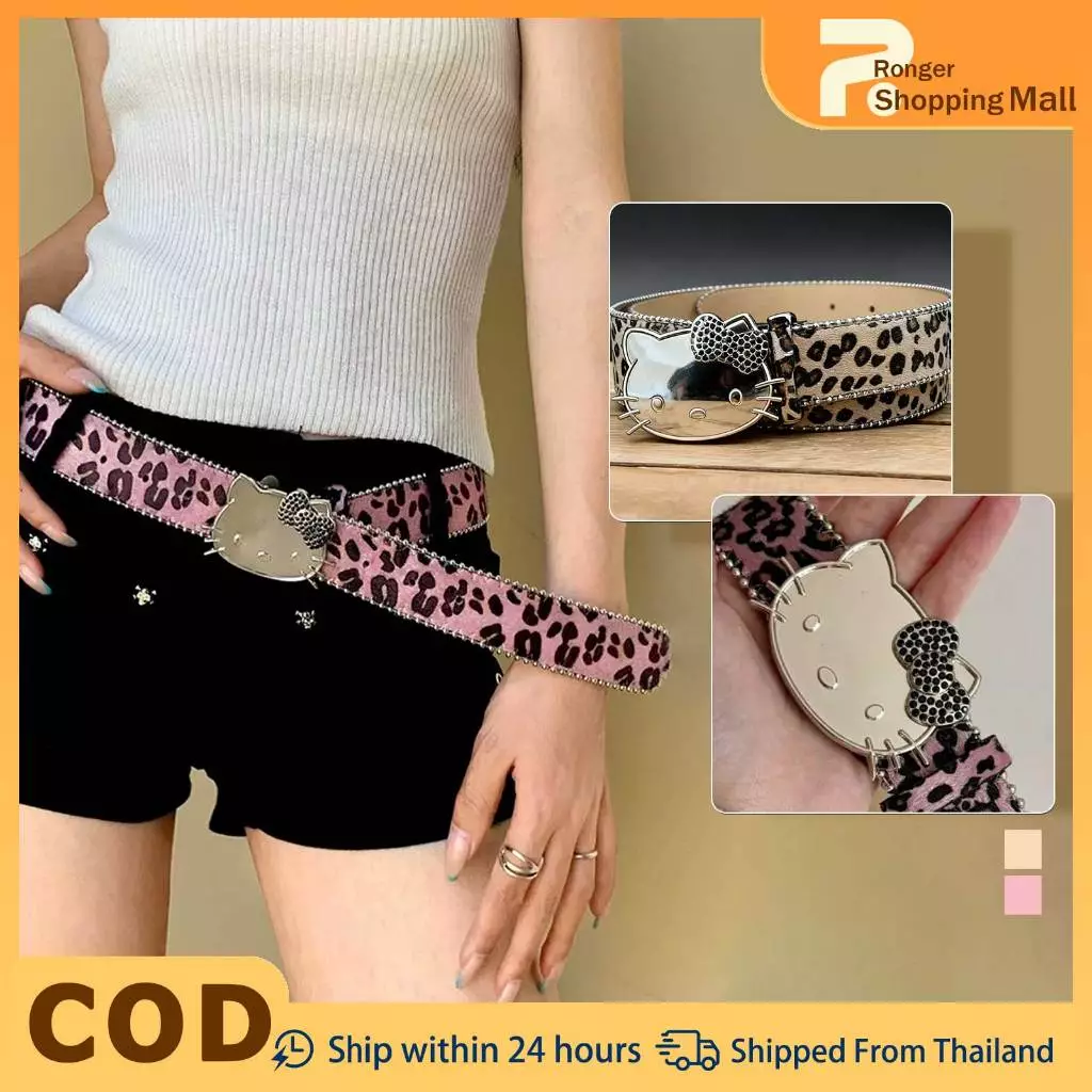 เข็มขัดหนัง PU แบบเกาหลี Y2K ดีไซน์คลิปโลหะและคริสตัล สไตล์เจี๊ยบสาวสำหรับกางเกงยีนส์ทุกวัน