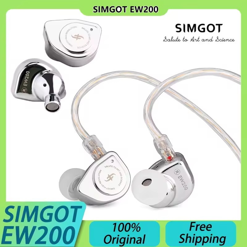 SIMGOT EW200 10mm SCP ไดอะแฟรม Dual-Magnetic-Circuit Dual-Cavity Dynamic Driver หูฟังชนิดใส่ในหูสําห