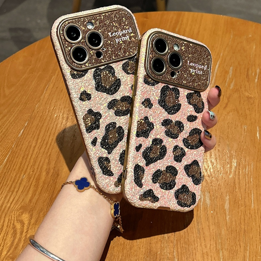 หนังพิมพ์ลายเสือดาวแฟชั่น ins เหมาะสําหรับ iPhone 13~17ProMax 13~17Por เคสโทรศัพท์ป้องกันการตก