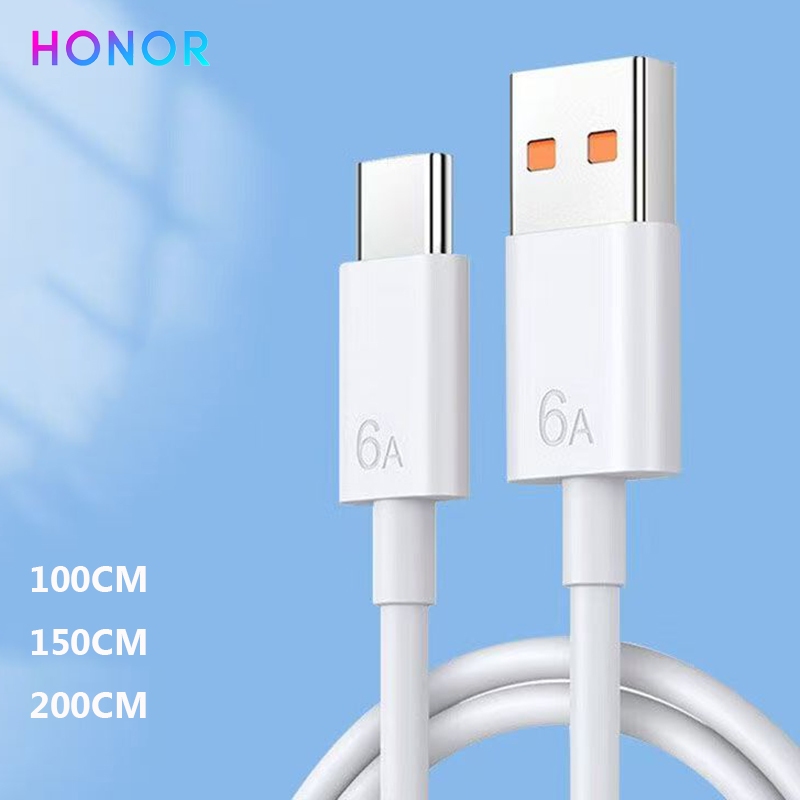 Original Honor 66W 100W 6A USB Type C สาย SuperCharge Fast Charing ข้อมูลสําหรับ Honor 300 200 100 9
