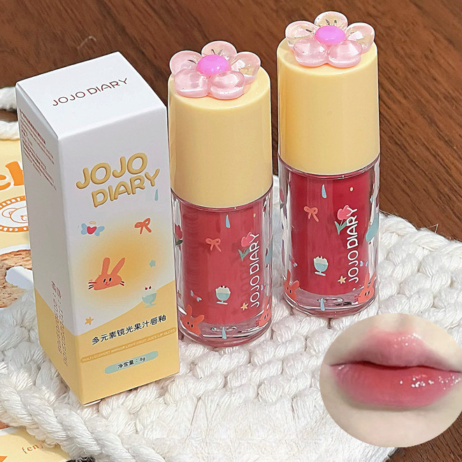 JOJO DIARY ลิปกลอส ให้ความชุ่มชื้น กระจก ธรรมชาติ ลิปกลอส เบา