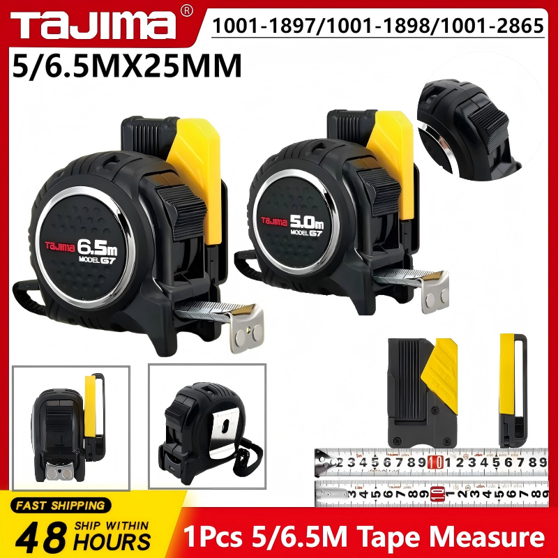 ส่งฟรี Tajima 1 PC 5/6.5M ความแม่นยําสูงทนต่อการสึกหรอก่อสร้างเทปวัด Retractable Self-Locking1001-18