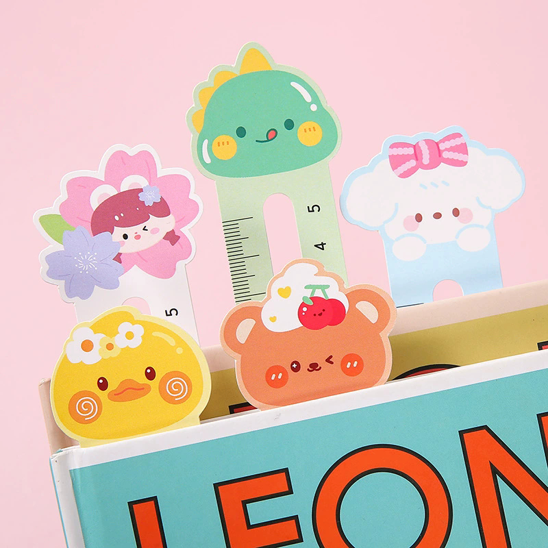 50ชิ้น/แพ็ค น่ารัก ขนาดที่คั่นวาดไม้บรรทัดครูของขวัญสัตว์น่ารักหนังสือหน้าผู้ถือนักเรียนอ่านอุปกรณ์เครื่องเขียนบัตรข้อความเด็กของขวัญเครื่องสํา