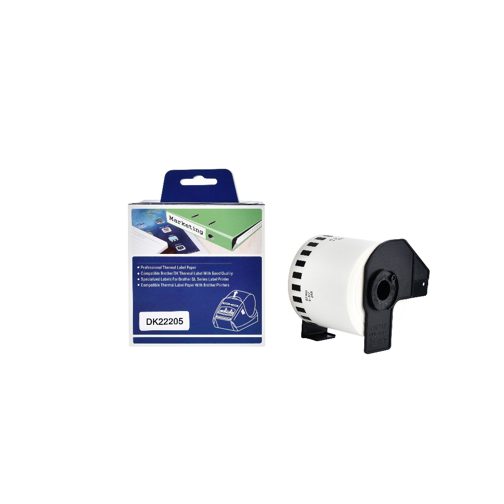 1 ม้วนใช้งานร่วมกับ DK-22205 62 มม.x 30.5m ความยาวต่อเนื่องป้ายอเนกประสงค์,ใช้งานร่วมกับ Brother QL 