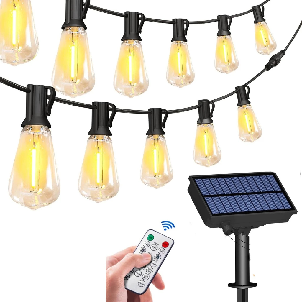 Amiluo ST38/G40 Solar String Lights ไฟกระชับสตริงแบบแสงอาทิตย์ หลอดไฟสวนกลางแจ้ง กันน้ำ ต้านร่วง กันแดด 10M 20Bulb ไฟงานปาร์ตี้คริสต์มาส