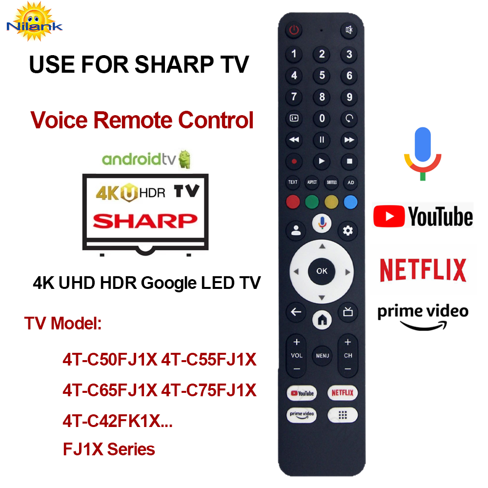 NiLANK รีโมททีวี SHARP 4K Google Smart TV รุ่น SH-V10 (พร้อมฟังก์ชันเสียง) สำหรับทีวีรุ่น 4T-C55FJ1X