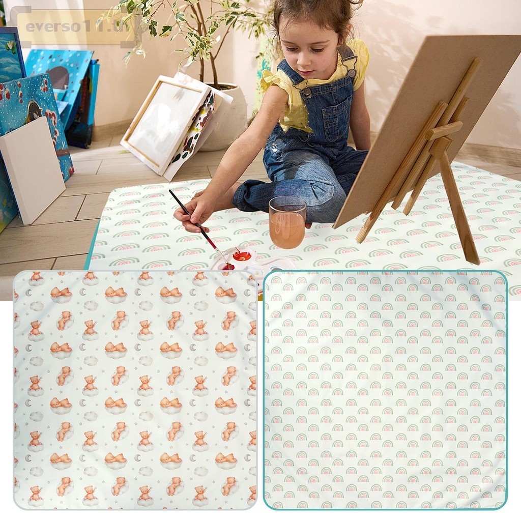 แผ่นรองเก้าอี้เด็ก กันน้ำ กันลื่น 43×43 นิ้ว สำหรับเก้าอี้ทานข้าวทรงสูง ใช้ซ้ำได้ แผ่นรองนั่งเด็ก