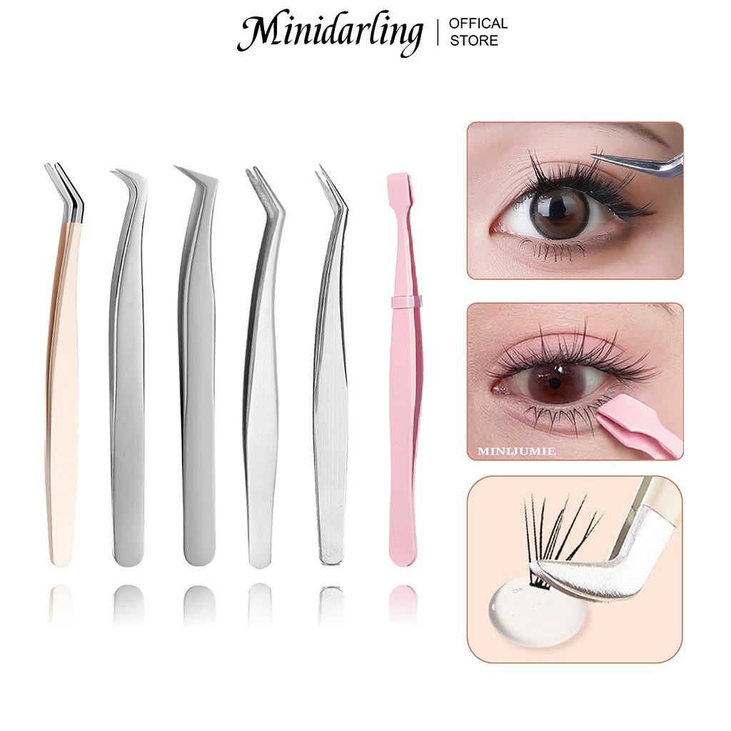 แหนบขนตาสแตนเลสโค้งความแม่นยําสูงเครื่องมือกราฟต์ขนตาแต่งหน้า