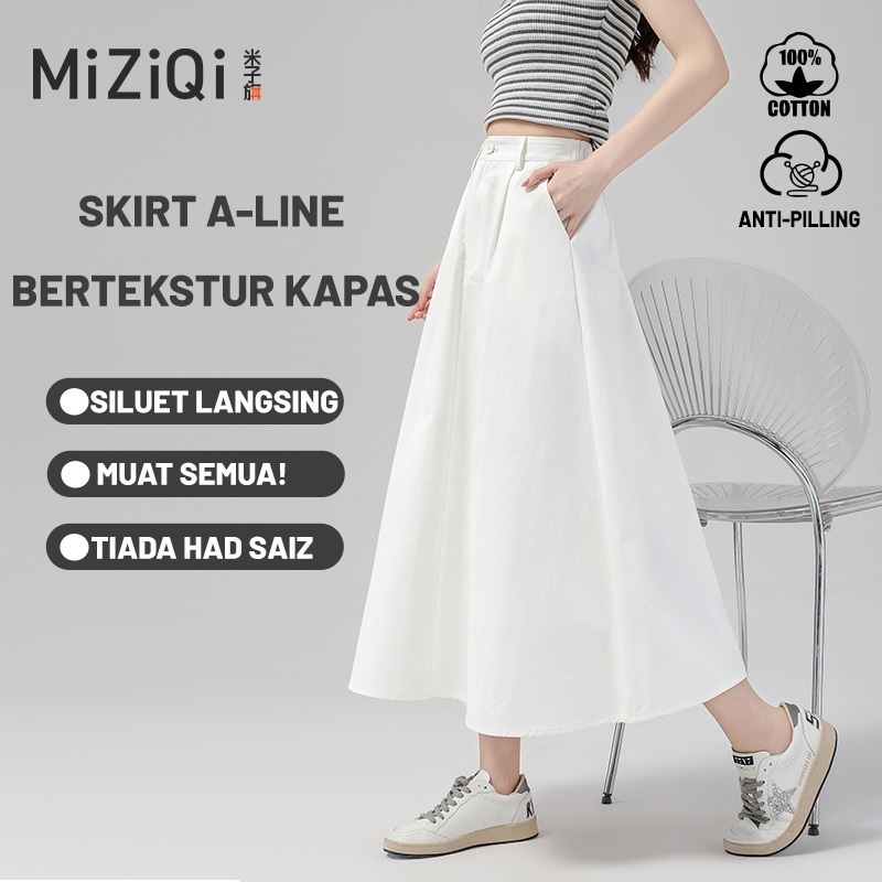 กระโปรง slimmer ดูทรง A-line มีปุ่มเอวยางยืด สำหรับใส่ลำลองในฤดูใบไม้ผลิและฤดูใบไม้ร่วง