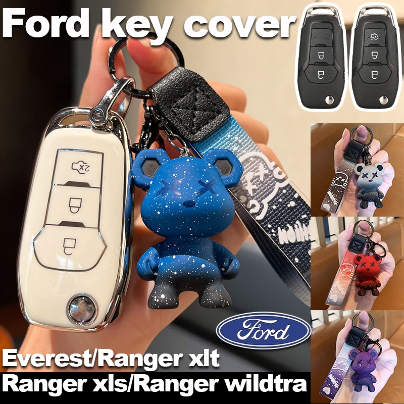 Ford 2/3 ปุ่มฝาครอบกุญแจรีโมทสําหรับ Everest/Ranger xlt 2014-2017/Ranger xls 2018-2025/Ranger wildtrak กรณีกุญแจรถ