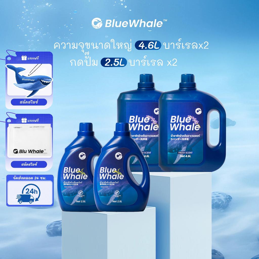 【ซักผ้า+ป้องกันยุง】น้ํายาซักผ้า Blu Whale สูตรเข้มข้น พิเศษ ขนาด 2500ml * 2 + 4600ml * 2 ขวด