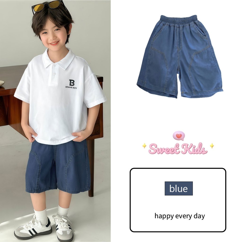 SweetKids พร้อมส่งจากกทม🌸กางเกงขาสั้นเด็ก🍓กางเกงยีนส์ขาสั้นเด็กผู้ชาย สไตล์เกาหลี ผ้าบางเบา ใส่สบาย ใส่สบาย แฟชั่นฤดูร้อนใหม่