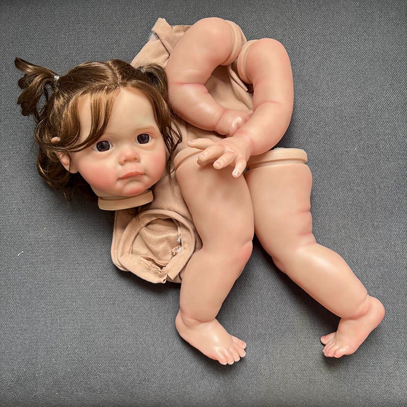 Maggi 24inch Reborn Doll Kit Unassembled Lifelike Multiple Layers Painting Doll Parts Visible Veins Hand Rooted Curly Hair