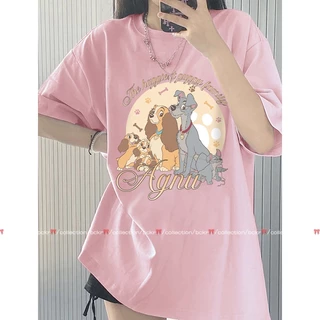 BCKR🎀cotton 100% ดีไซน์เก๋ ลายน้องหมา ชุดหน้าร้อน เสื้อผญ เสื้อ🐕oversize คอกลม ใส่สบาย เสื้YG1466