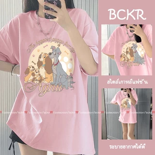 BCKR🎀cotton 100% ดีไซน์เก๋ ลายน้องหมา ชุดหน้าร้อน เสื้อผญ เสื้อ🐕oversize คอกลม ใส่สบาย เสื้YG1466