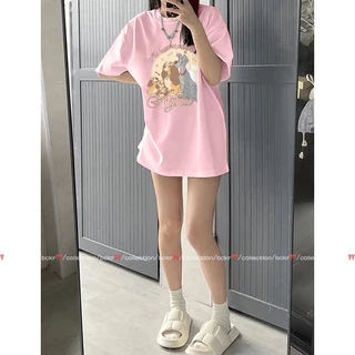 BCKR🎀cotton 100% ดีไซน์เก๋ ลายน้องหมา ชุดหน้าร้อน เสื้อผญ เสื้อ🐕oversize คอกลม ใส่สบาย เสื้YG1466