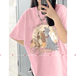 BCKR🎀cotton 100% ดีไซน์เก๋ ลายน้องหมา ชุดหน้าร้อน เสื้อผญ เสื้อ🐕oversize คอกลม ใส่สบาย เสื้YG1466