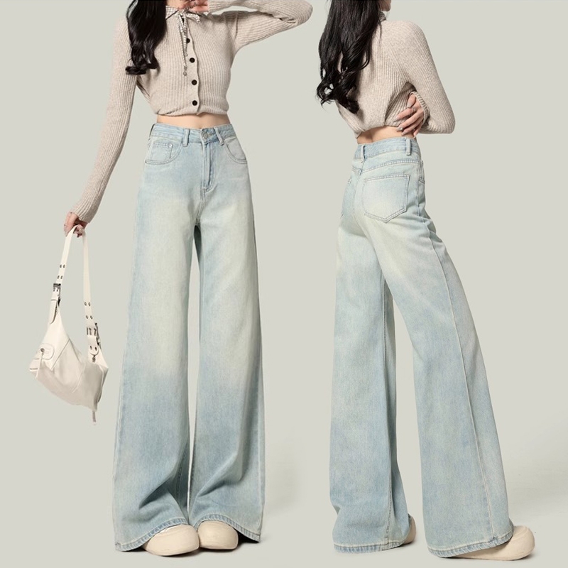 S~5XL Baggy jeans for women กางเกงยีนส์บักกี้สำหรับผู้หญิงไซส์ใหญ่ อินเทรนด์ เอวสูงสีฟ้า ใส่สบายและเข้ากับเสื้อผ้าหลายแบบHOT ราคา ถูกที่สุด ดีลบีเคเค แกลเลอรีภาพที่ 2
