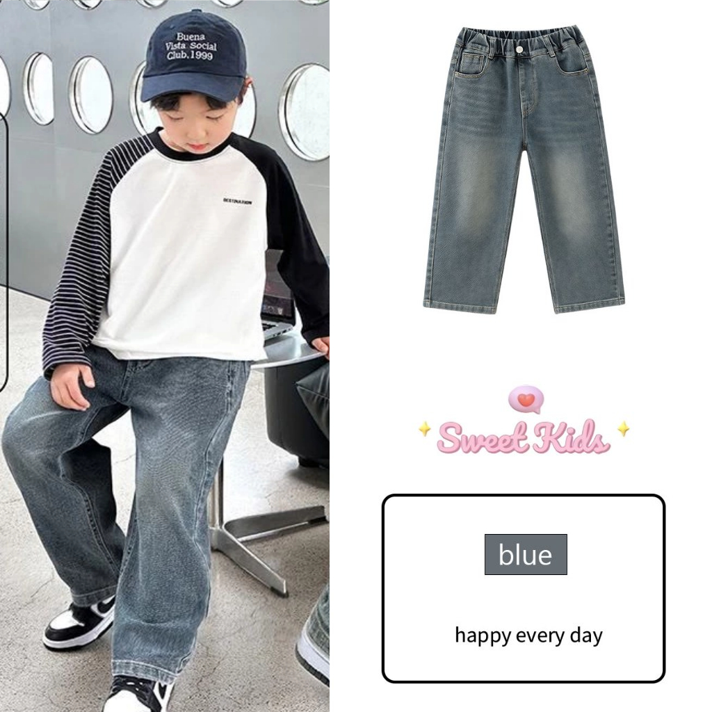 SweetKids พร้อมส่งจากกทม กางเกงยีนส์เด็ก กางเกงขายาวลำลองเด็กชาย ผ้านิ่ม งานเย็บอย่างดี สไตล์แฟชั่น หล่อๆ ใส่ได้ทุกฤดู