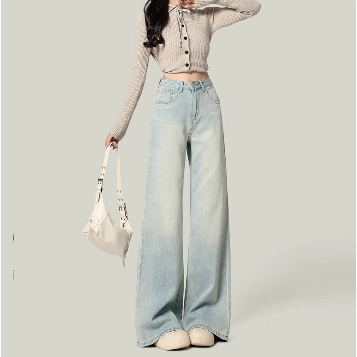 S~5XL Baggy jeans for women กางเกงยีนส์บักกี้สำหรับผู้หญิงไซส์ใหญ่ อินเทรนด์ เอวสูงสีฟ้า ใส่สบายและเข้ากับเสื้อผ้าหลายแบบHOT ราคา ถูกที่สุด ดีลบีเคเค แกลเลอรีภาพที่ 5