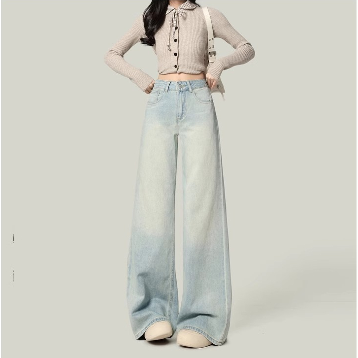 S~5XL Baggy jeans for women กางเกงยีนส์บักกี้สำหรับผู้หญิงไซส์ใหญ่ อินเทรนด์ เอวสูงสีฟ้า ใส่สบายและเข้ากับเสื้อผ้าหลายแบบHOT ราคา ถูกที่สุด ดีลบีเคเค แกลเลอรีภาพที่ 6