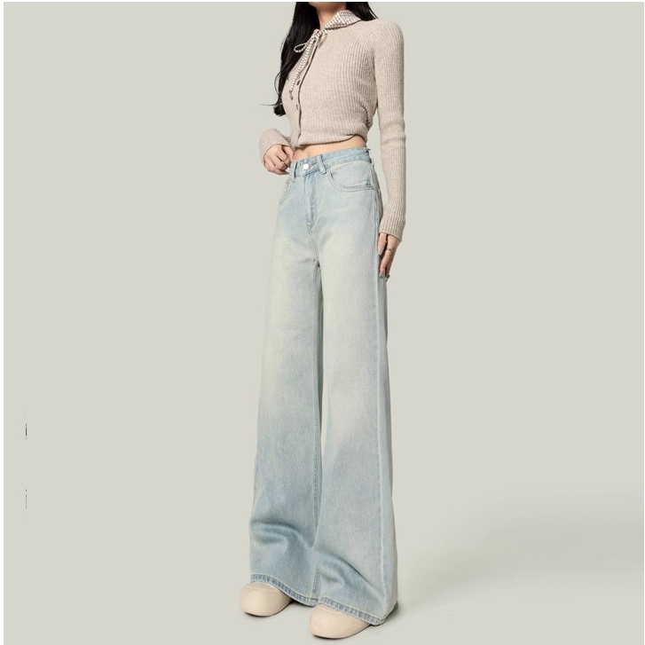 S~5XL Baggy jeans for women กางเกงยีนส์บักกี้สำหรับผู้หญิงไซส์ใหญ่ อินเทรนด์ เอวสูงสีฟ้า ใส่สบายและเข้ากับเสื้อผ้าหลายแบบHOT ราคา ถูกที่สุด ดีลบีเคเค แกลเลอรีภาพที่ 7