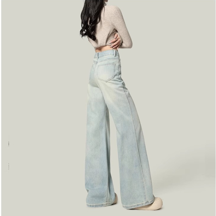 S~5XL Baggy jeans for women กางเกงยีนส์บักกี้สำหรับผู้หญิงไซส์ใหญ่ อินเทรนด์ เอวสูงสีฟ้า ใส่สบายและเข้ากับเสื้อผ้าหลายแบบHOT ราคา ถูกที่สุด ดีลบีเคเค แกลเลอรีภาพที่ 8
