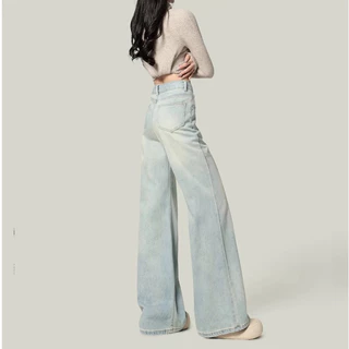 S~5XL Baggy jeans for women กางเกงยีนส์บักกี้สำหรับผู้หญิงไซส์ใหญ่ อินเทรนด์ เอวสูงสีฟ้า ใส่สบายและเข้ากับเสื้อผ้าหลายแบบHOT