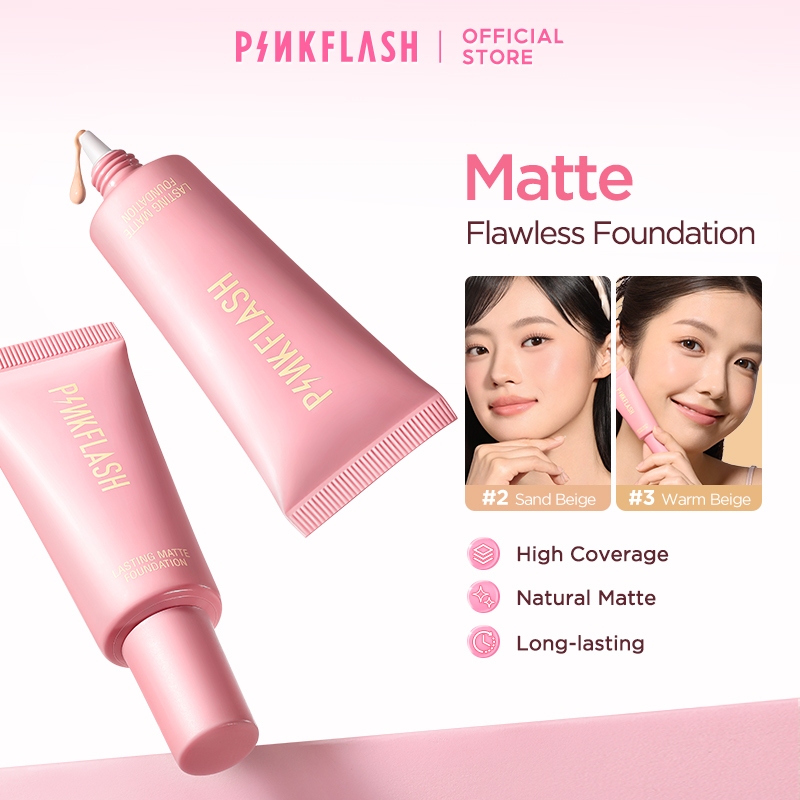 Pinkflash รองพื้น เนื้อแมตต์ บางเบา ติดทนทานตลอดวัน