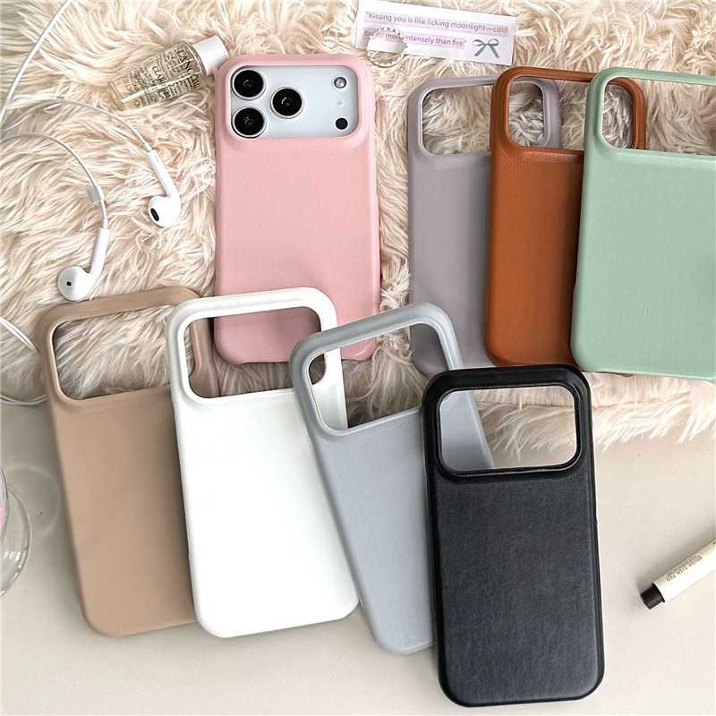 เคสโทรศัพท์หนังหนังแกะสีธรรมดาสําหรับ iPhone 17 Pro Max 17 Air Luxury Hard ฝาหลังป้องกัน