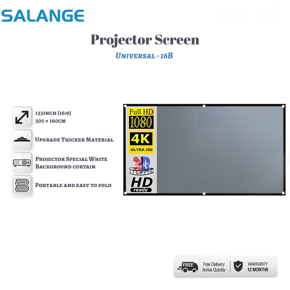 【Thailand Delivery】SALANGE จอโปรเจคเตอร์ 60/72/84/100/120/130/133 นิ้ว Anti-light Screen ผ้าฉาย พับไ