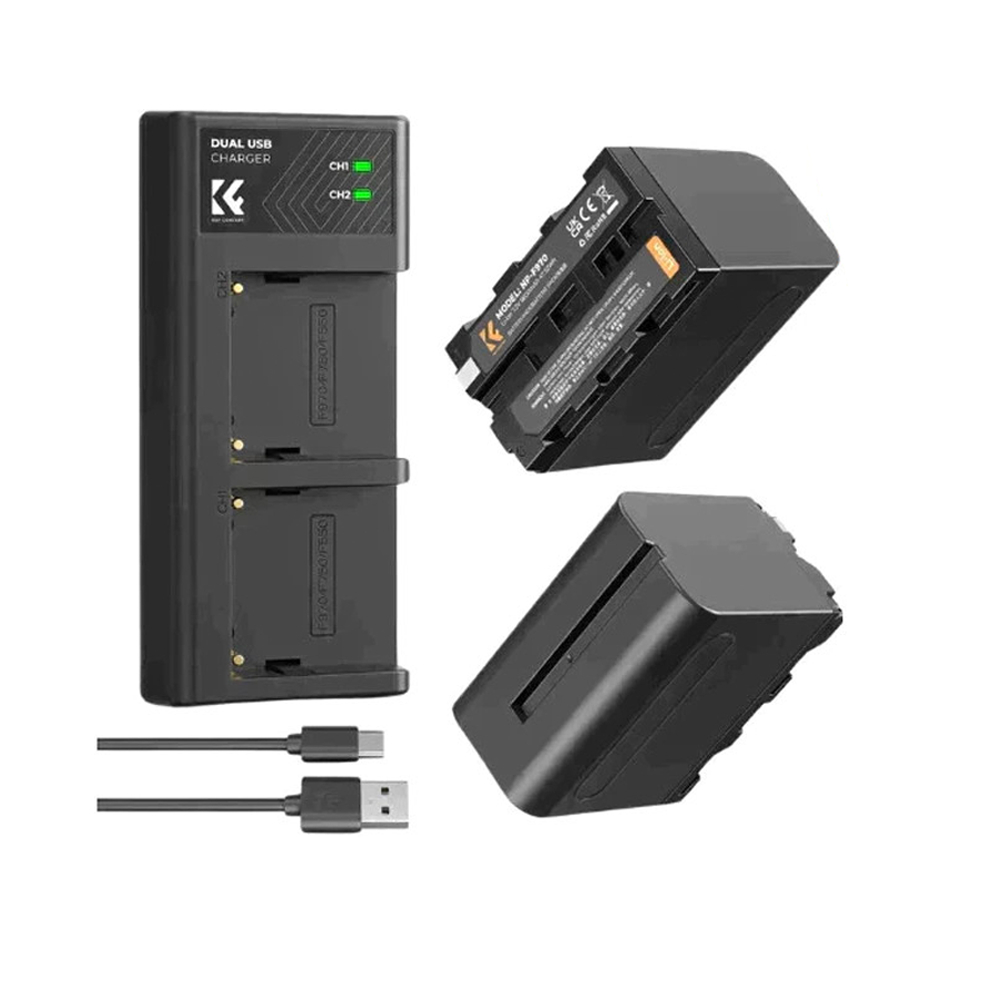 K&F Concept NP-F970 เครื่องชาร์จแบตเตอรี่สําหรับ Sony HXR-NX5R/HXR-MC1500C/HDR
