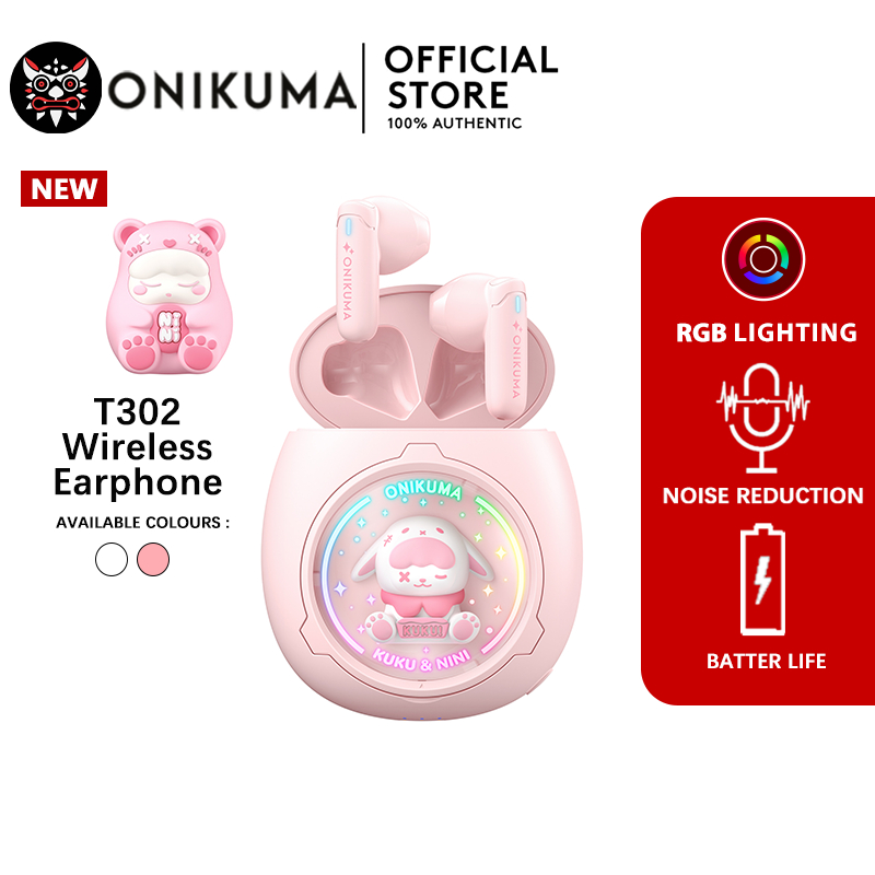 Onikuma T302 ENC หูฟังไร้สายลดเสียงรบกวนพร้อมกล่องชาร์จแบบเย็นบลูทู ธ 5.3 เสียงไฮไฟ