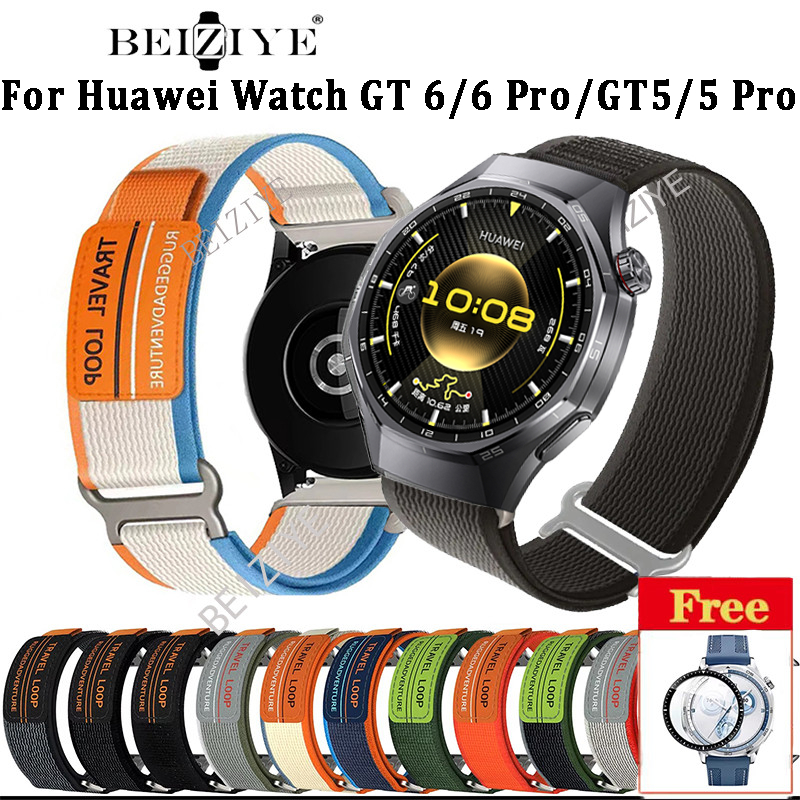 Trail Loop Sport Band สําหรับ Huawei Watch GT 6 Pro GT 5 Pro 46 มม.ผู้ชายและผู้หญิงสายไนลอนสําหรับนาฬิกา Huawei Watch  GT 6 GT 5 46 มม.Quick Fit สร้อยข้อมือ Watchband