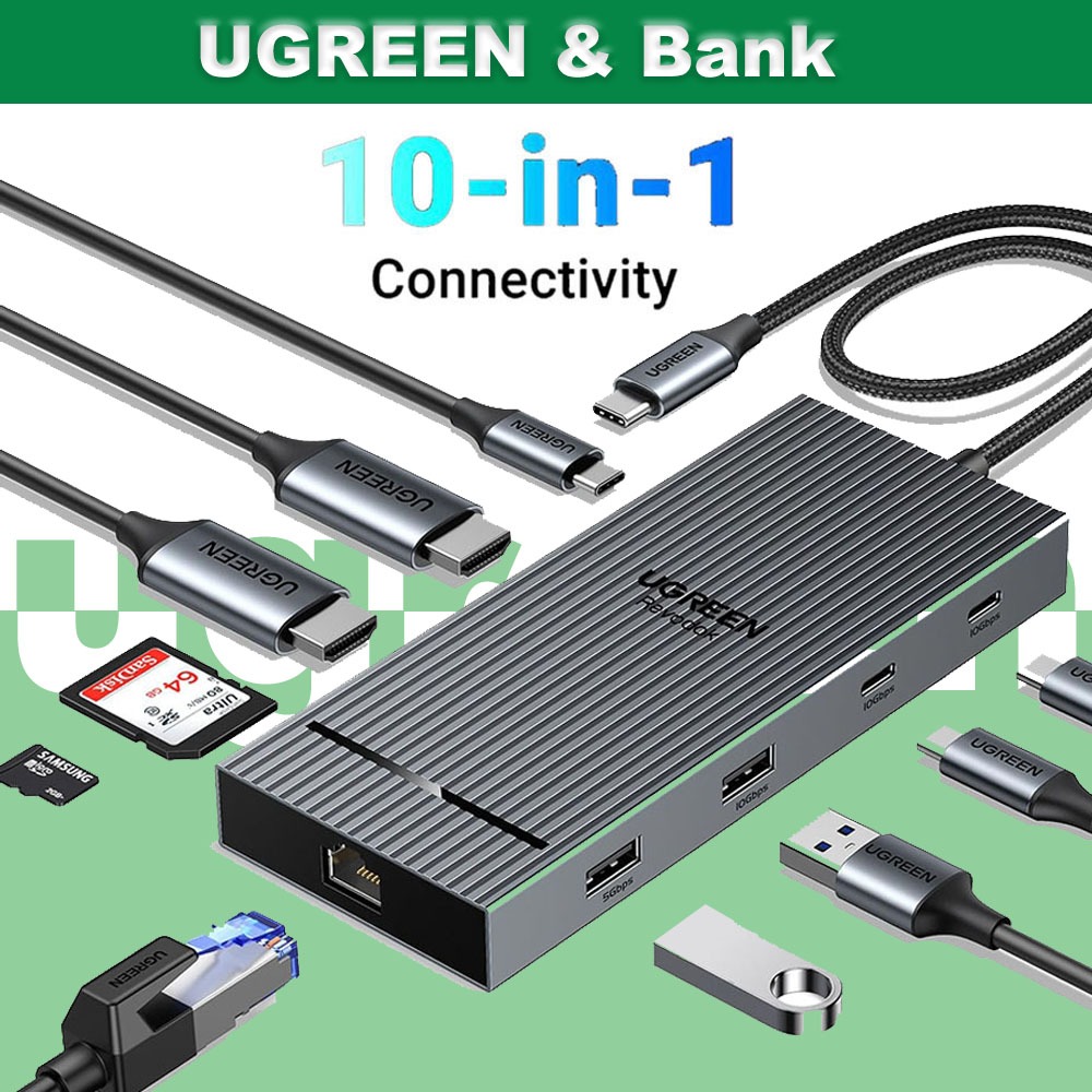 UGREEN Revodk Pro 10 in 1 USB C Docking Station Dual 4K@60hz Monitor, USB C Hub