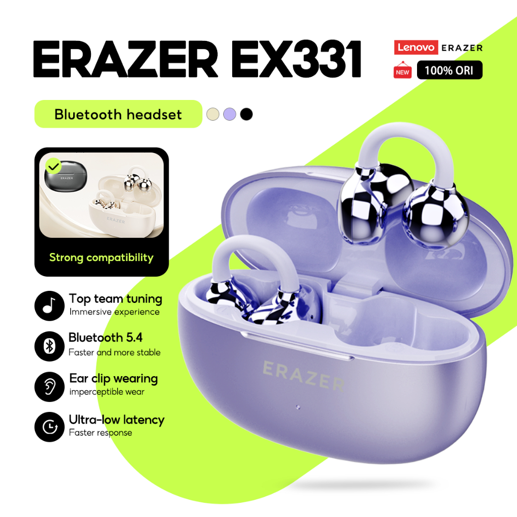 Lenovo Erazer หูฟัง EX331 ไร้สายบลูทูธ 5.4 หูฟัง Latency ต่ําขนาดใหญ่ความจุหูฟัง TWS Hifi พร้อมไมโคร