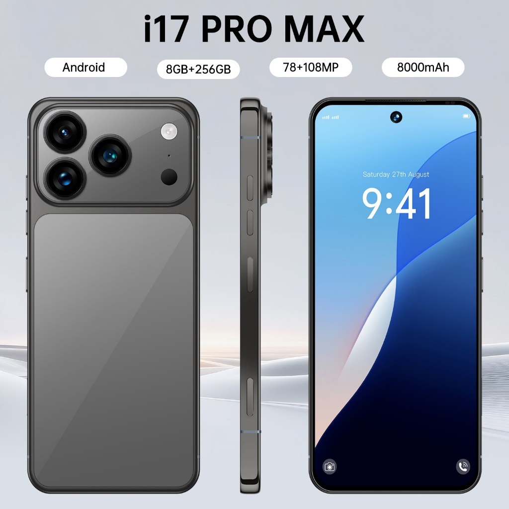 A17 Pro Max 4G/5G Smooth Network หน่วยความจําหน้าจอ 6.7 นิ้ว 8GB + 256GB แบตเตอรี่ 8000mAh Android โ