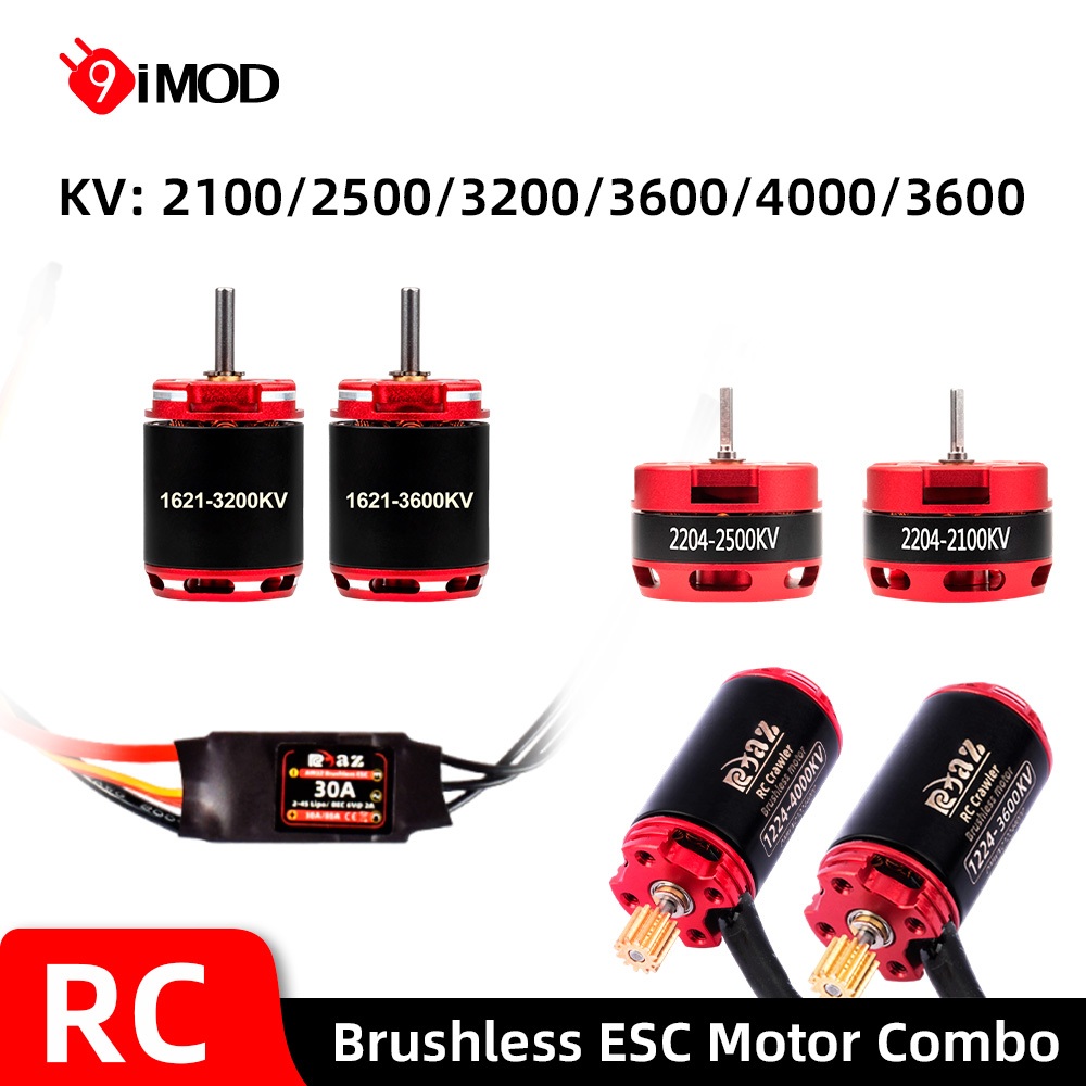 9IMOD Brushless ESC มอเตอร์ Combo AM32 30A Mini ESC 1224/1621/2204 Outrunner มอเตอร์สําหรับ RC 1/18 