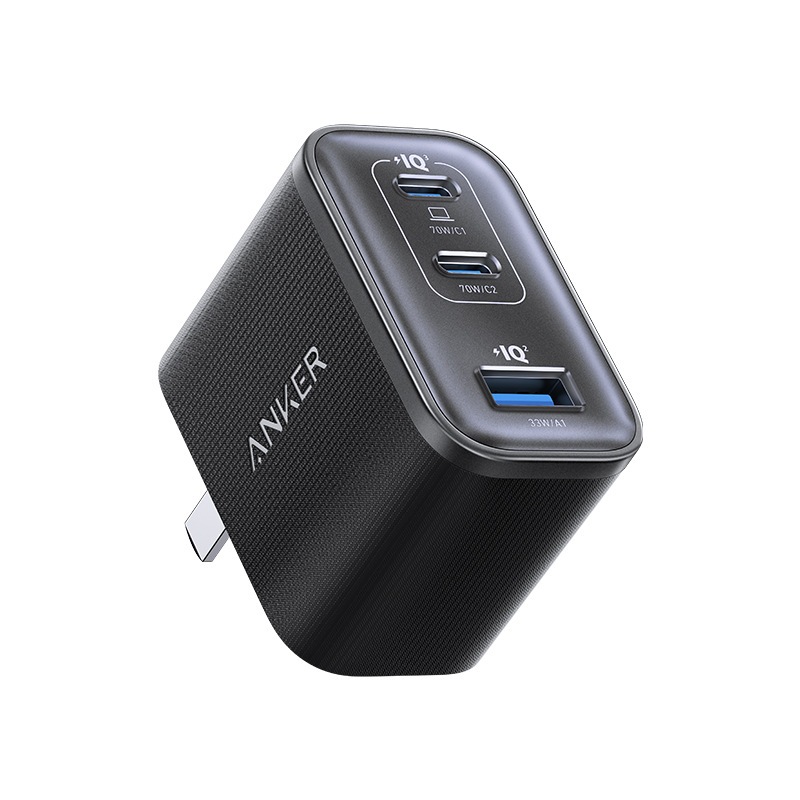 Anker A121A Nano USB C Charger Block, Ultra-Fast 70W Output 3-Port Type C Charger, Fast Charging, Compact and Stylish, for iP 17/16/15/14/13/12/11/X Series ไม่มีสายเคเบิล