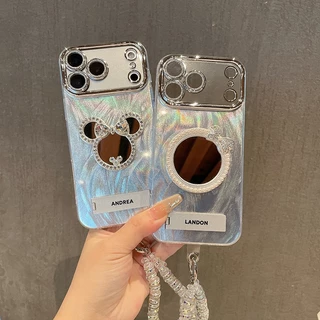 เคสโทรศัพท์กระจกแต่งหน้าชื่อแบบกําหนดเองใหม่เหมาะสําหรับเคสไอโฟน17 pro max 14 13 15 16 pro max air casing