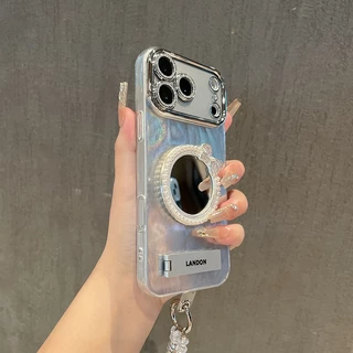 เคสโทรศัพท์กระจกแต่งหน้าชื่อแบบกําหนดเองใหม่เหมาะสําหรับเคสไอโฟน17 pro max 14 13 15 16 pro max air casing