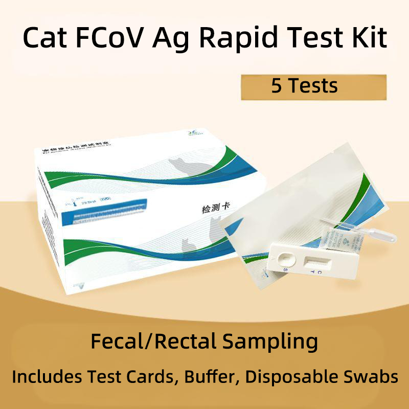 ชุดตรวจหาแอนติเจนไวรัสโคโรนาแมว FCoV Ag 5 ชุด ตรวจแมวที่บ้าน