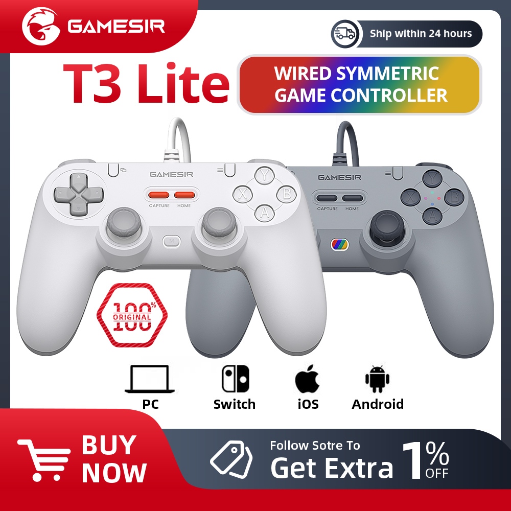 Gamesir Controller TEGENARIA T3 Lite ควบคุม Mandos สําหรับ PC Nintendo Switch 1&2 แบบมีสาย Gamepad Android Hall Effect Retro Design